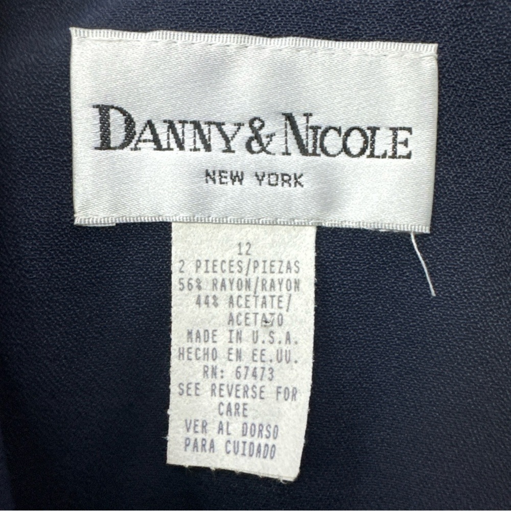 NWT Danny & Nicole Vintage Jacket Size 12 Navy Blue & Cream Shoulder Pads - Picture 3 of 9